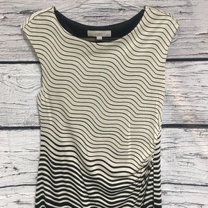 Ann Taylor LOFT Dress. Beige/Black. Medium Petite